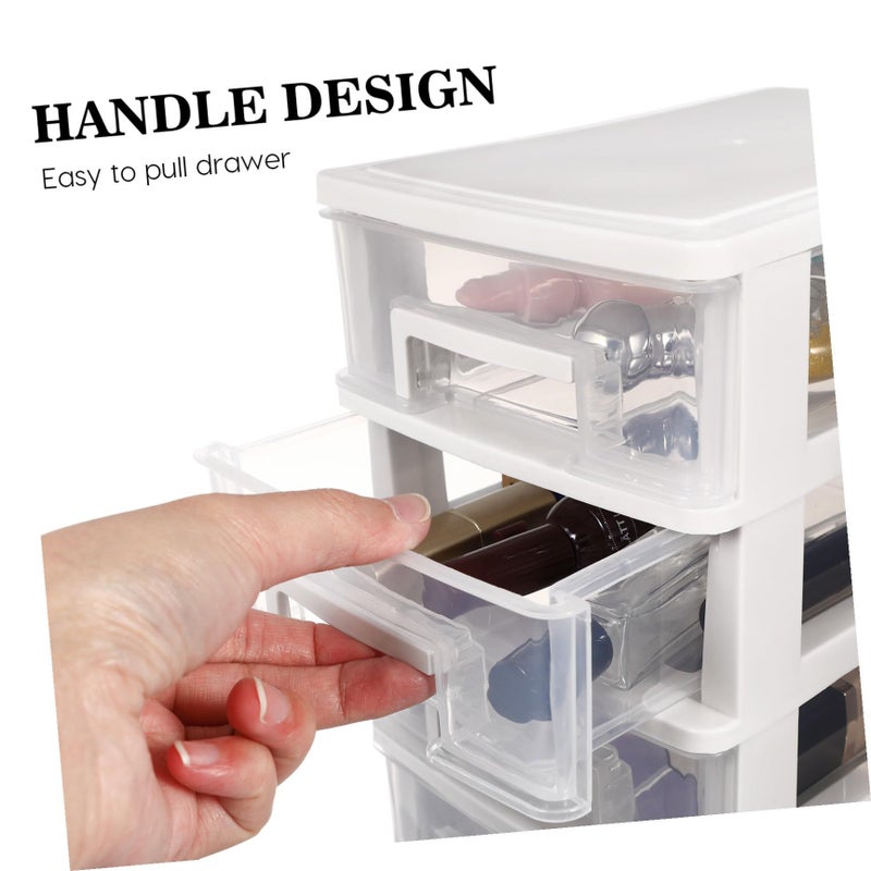 Multifunctional 5 Layer Stackable Plastic Drawer Cabinet Desktop Organizer White Transparent - Image 5