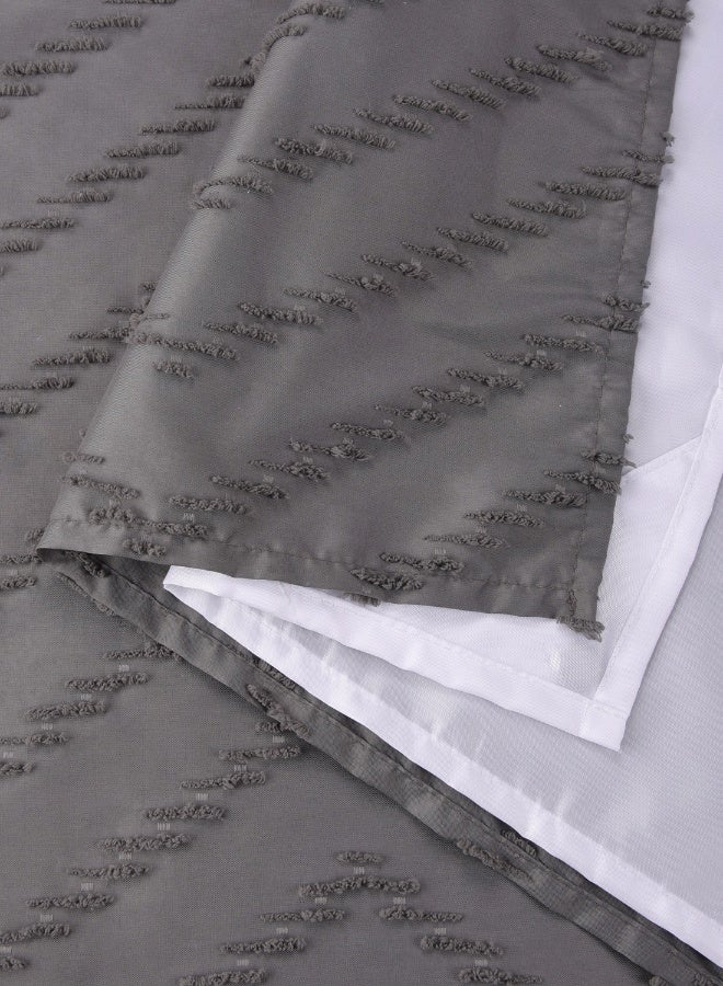 Noon East No Hook Shower Curtain with Snap in Liner Replacement - Waterproof Fabric - Boho Pattern, 180x188cm Size - Grey - Image 4