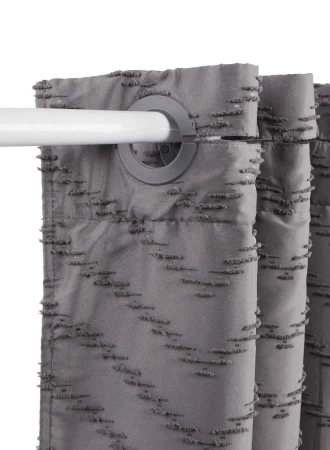 Noon East No Hook Shower Curtain with Snap in Liner Replacement - Waterproof Fabric - Boho Pattern, 180x188cm Size - Grey - Image 3