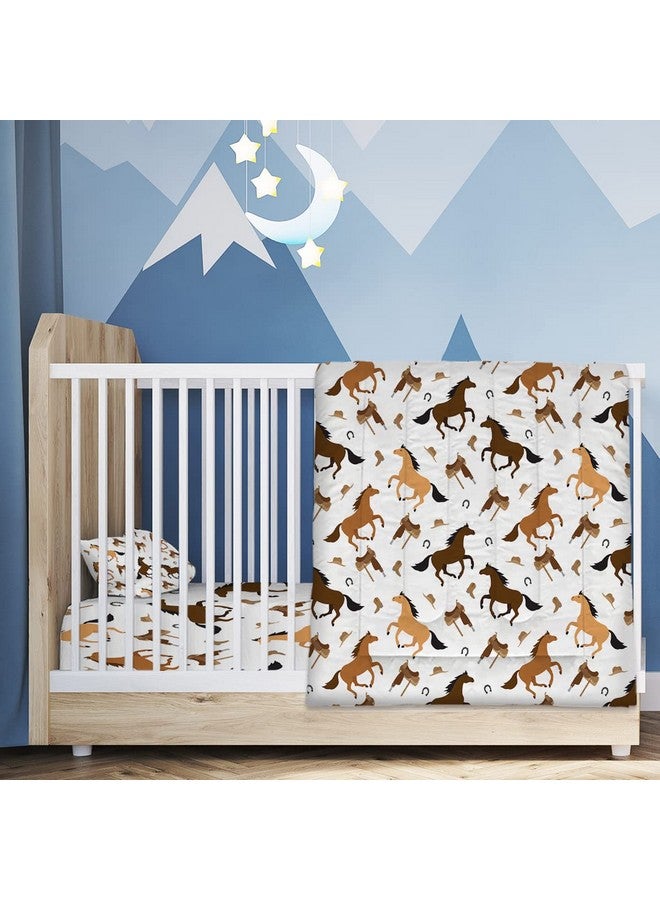 ARIGHTEX Horse 4 Piece Toddler Bedding Set with Cute Farm Animal - Includes Quilted Comforter, Fitted Sheet, Top Sheet, and Pillow Case for Girls Boys Bed - Image 1