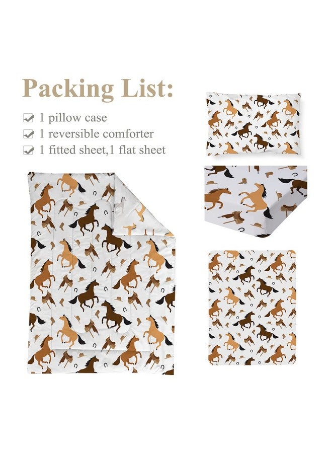 ARIGHTEX Horse 4 Piece Toddler Bedding Set with Cute Farm Animal - Includes Quilted Comforter, Fitted Sheet, Top Sheet, and Pillow Case for Girls Boys Bed - Image 4