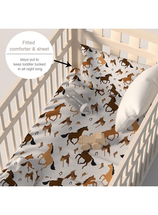 ARIGHTEX Horse 4 Piece Toddler Bedding Set with Cute Farm Animal - Includes Quilted Comforter, Fitted Sheet, Top Sheet, and Pillow Case for Girls Boys Bed - Image 5