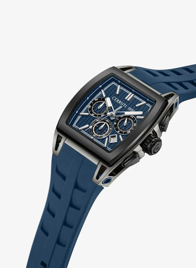 شيروتي 1881 Belluno Blue Dial Silicone Strap Chronograph Watch for Men, 41.5mm