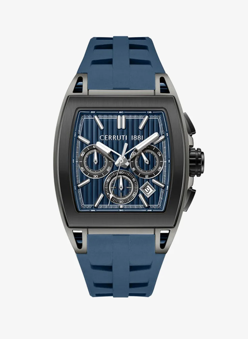 شيروتي 1881 Belluno Blue Dial Silicone Strap Chronograph Watch for Men, 41.5mm