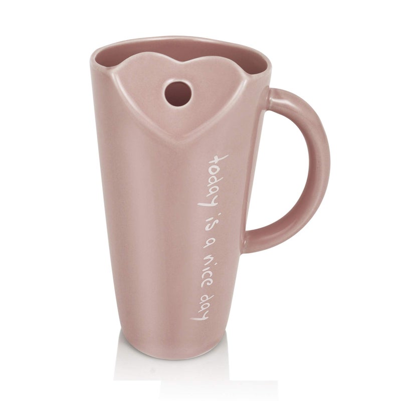 Urban Snackers Mug with Metal Straw for Coffee, Tea, Milk & Beverages, 500 Ml, 2 Piece, Pink - Image 5