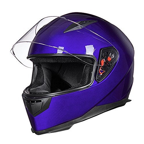 ILM Full Face Motorcycle Street Bike Helmet with Removable Winter Neck Scarf + 2 Visors DOT Model-JK313 (L, Blue) - Image 5