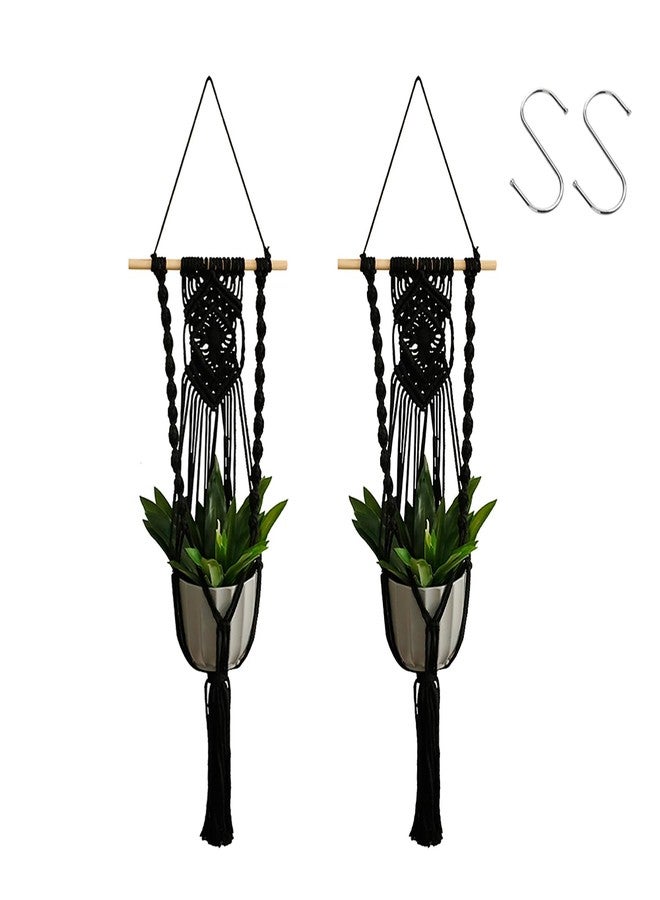Artilady Black Plant Hanger Macrame Hanging Planter for Indoor Boho Plants Holder with Hooks Hanging Plant Basket Outdoor Window Wall Plants Home Decor - Image 1