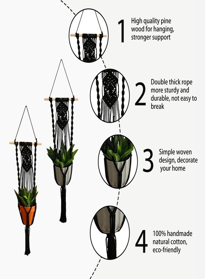 Artilady Black Plant Hanger Macrame Hanging Planter for Indoor Boho Plants Holder with Hooks Hanging Plant Basket Outdoor Window Wall Plants Home Decor - Image 3
