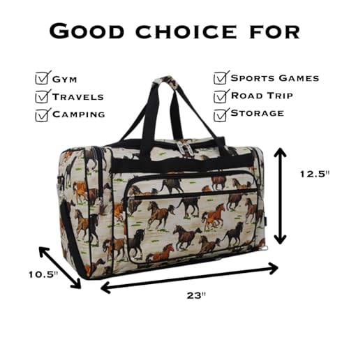 NGIL Canvas 23" inch Duffle Bag (Stallion Wild Horse-Black) - Image 2