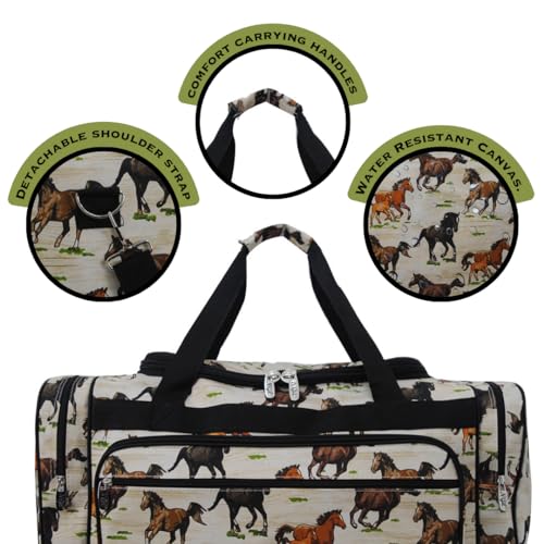 NGIL Canvas 23" inch Duffle Bag (Stallion Wild Horse-Black) - Image 4
