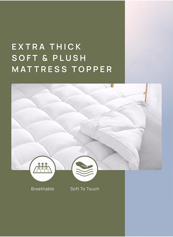 Arabest - Memory Foam Mattress Topper Queen for Back Pain, 100% Cotton Extra Soft Pillow Top Mattress Topper, 2000GSM Fluffy Shredded Memory Foam Filled & Thicked Down Alternative-Lined - Image 1