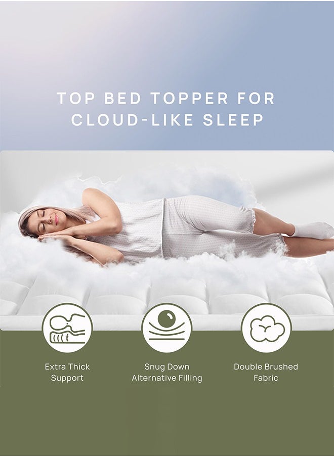 Arabest - Memory Foam Mattress Topper Queen for Back Pain, 100% Cotton Extra Soft Pillow Top Mattress Topper, 2000GSM Fluffy Shredded Memory Foam Filled & Thicked Down Alternative-Lined - Image 1