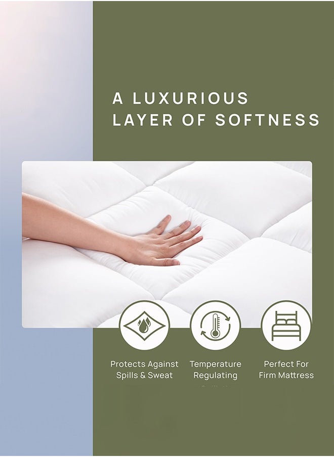 Arabest - Memory Foam Mattress Topper Queen for Back Pain, 100% Cotton Extra Soft Pillow Top Mattress Topper, 2000GSM Fluffy Shredded Memory Foam Filled & Thicked Down Alternative-Lined - Image 1