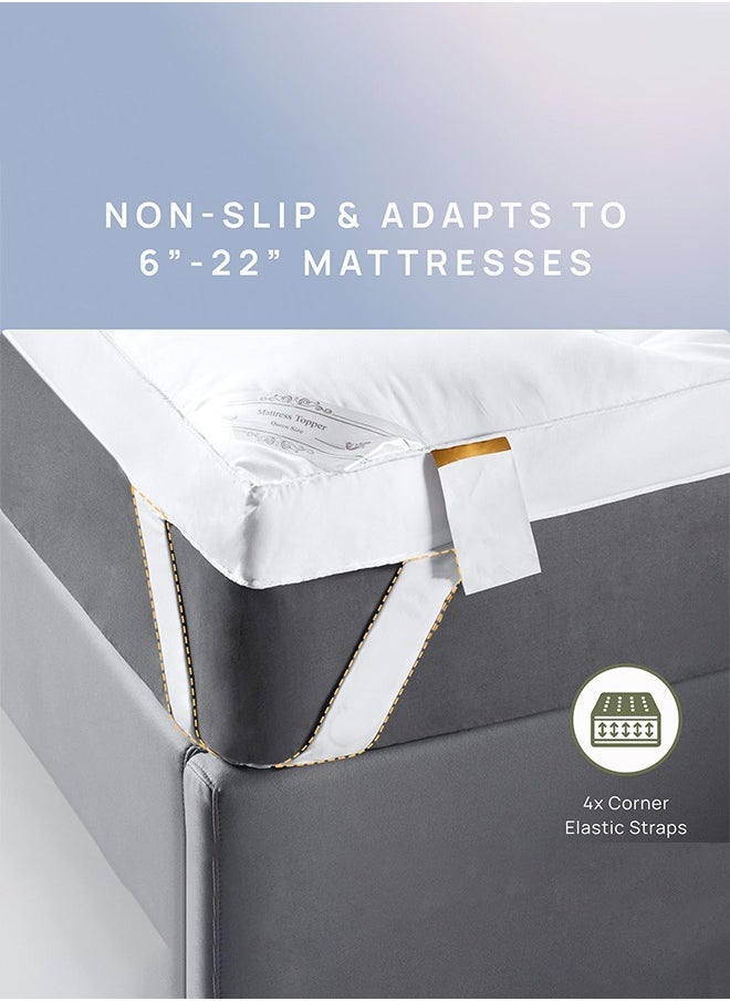 Arabest - Memory Foam Mattress Topper Queen for Back Pain, 100% Cotton Extra Soft Pillow Top Mattress Topper, 2000GSM Fluffy Shredded Memory Foam Filled & Thicked Down Alternative-Lined - Image 1
