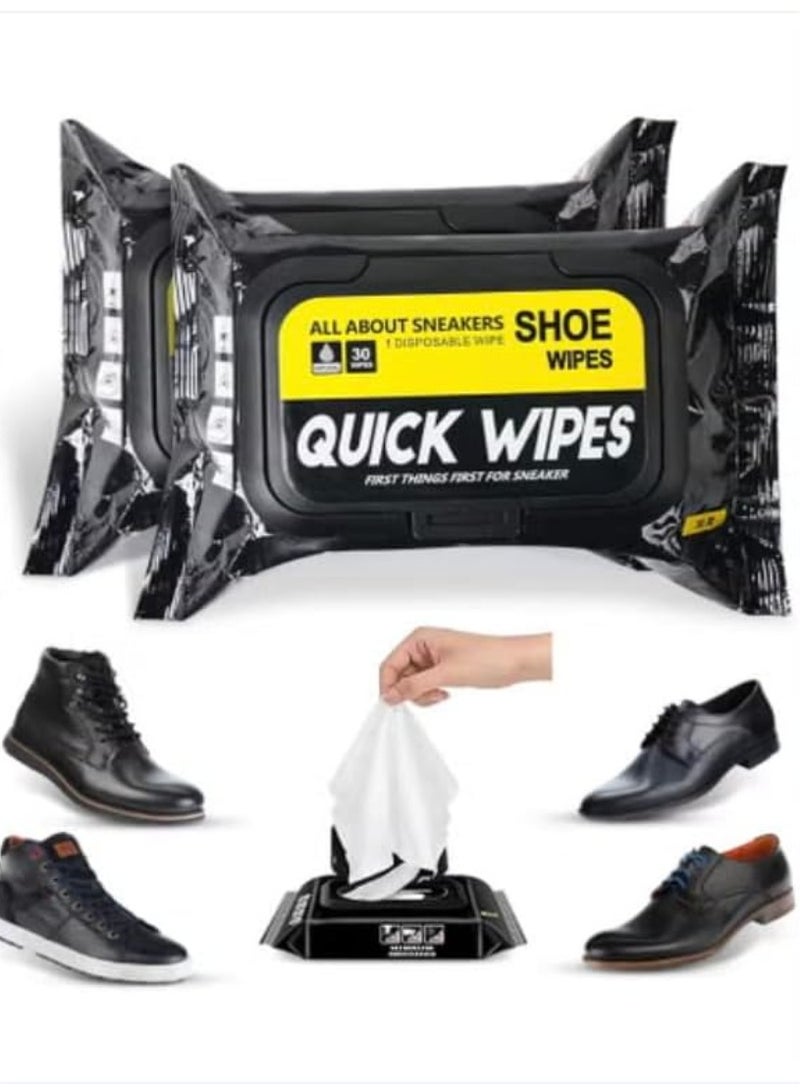 عبوتان (2) مناديل تنظيف الأحذية - 60 قطعة - مناديل سريعة لتنظيف الأحذية الرياضية - مناديل سفر قابلة للتخلص منها - تزيل الأوساخ والبقع - طبيعية - كبيرة الحجم - Image 1