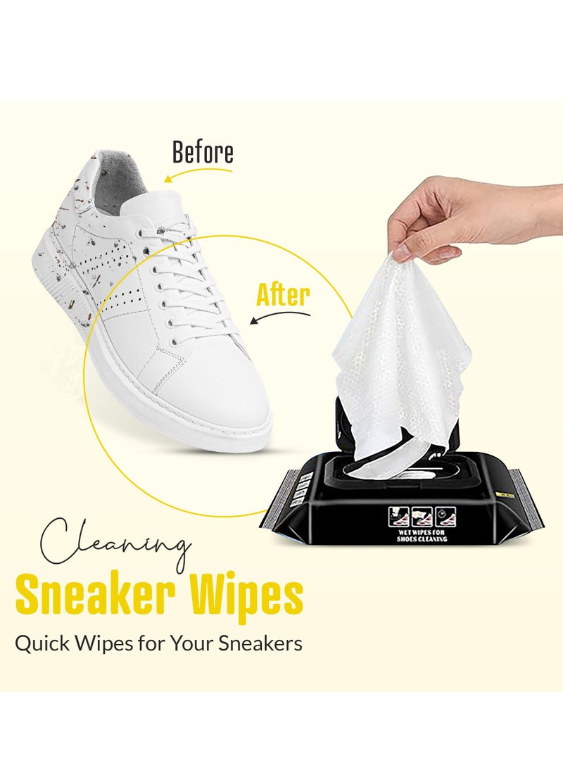 عبوتان (2) مناديل تنظيف الأحذية - 60 قطعة - مناديل سريعة لتنظيف الأحذية الرياضية - مناديل سفر قابلة للتخلص منها - تزيل الأوساخ والبقع - طبيعية - كبيرة الحجم - Image 2