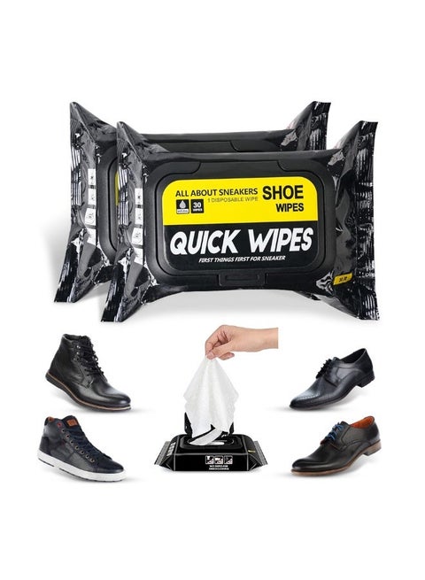 Sneaker Cleaning Wipes – 2 Pack (60 Wipes) | Quick Shoe Cleaner for Leather, Canvas & Rubber | Portable & Disposable