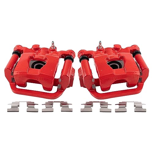TRQ Rear Performance Brake Caliper Set Red Compatible with 2002-2022 Nissan Altima 2003-2022 Maxima - Image 1