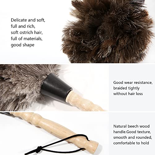 iHUFeather Ostrich Feather Duster 14 inch Feather Duster Fluffy Natural Genuine Ostrich Feathers with Wooden Handle and Eco-Friendly Reusable Handheld Ostrich Feather Duster for Cleaning Supplies - Image 3