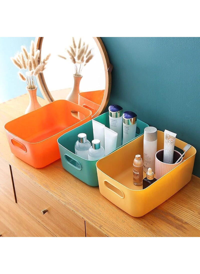 wolpin wolpin 3 Pieces Plastic Storage Basket Multipurpose Colorful for Kitchen Home Organiser Box for Wardrobe Fruits Vegetables Toys Stationary items 303 x 20 x 12 cm  - Image 1