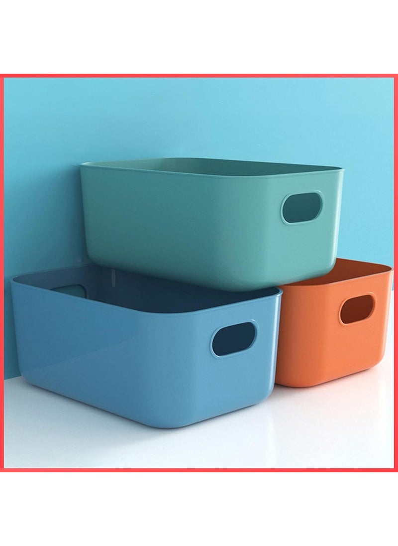 wolpin wolpin 3 Pieces Plastic Storage Basket Multipurpose Colorful for Kitchen Home Organiser Box for Wardrobe Fruits Vegetables Toys Stationary items 303 x 20 x 12 cm  - Image 2