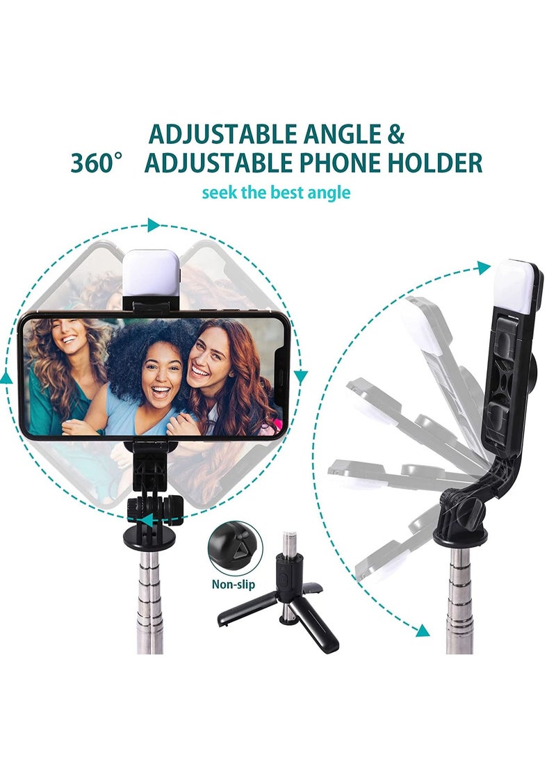 Generic - Mini Selfie Stick Tripod, Extendable 3 in 1 Selfie Stick Tripod with Remote, ​Phone Tripod with 3 Light Modes, 6 Brightness Levels, Selfie Stick for iPhone 12/11/11 Pro/XS/XR/X/8/7/6/5 Smartphones - Image 1