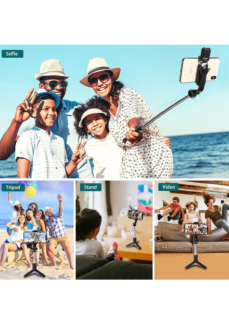 Generic - Mini Selfie Stick Tripod, Extendable 3 in 1 Selfie Stick Tripod with Remote, ​Phone Tripod with 3 Light Modes, 6 Brightness Levels, Selfie Stick for iPhone 12/11/11 Pro/XS/XR/X/8/7/6/5 Smartphones - Image 1