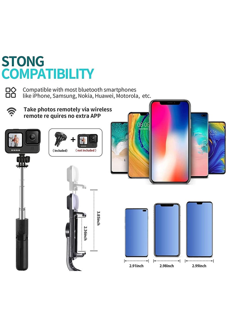 Generic - Mini Selfie Stick Tripod, Extendable 3 in 1 Selfie Stick Tripod with Remote, ​Phone Tripod with 3 Light Modes, 6 Brightness Levels, Selfie Stick for iPhone 12/11/11 Pro/XS/XR/X/8/7/6/5 Smartphones - Image 1