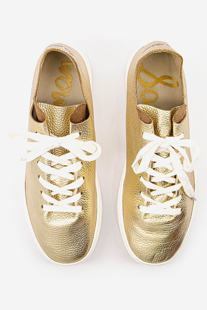 Sam Edelman Women Lace Up Pippy Casual Shoes, Gold - Image 2