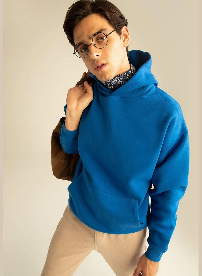 DeFacto Man Oversize Fit Hooded Long Sleeve Knitted Sweat Shirt