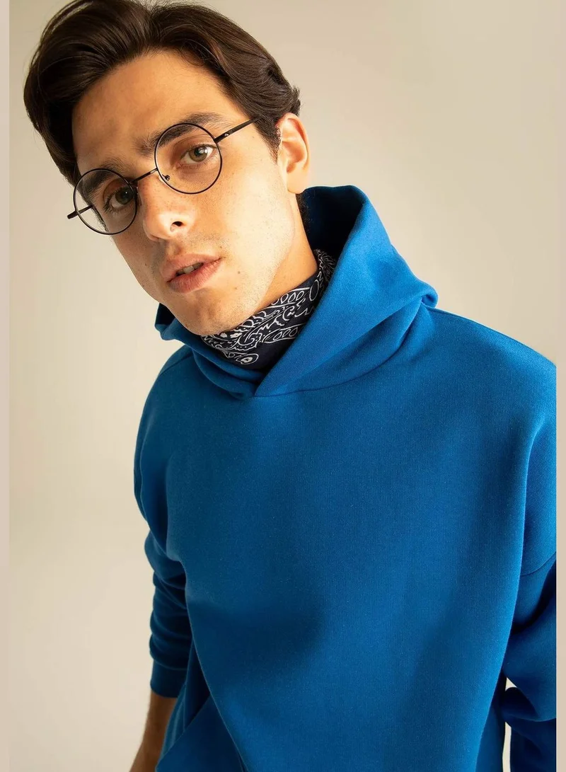 DeFacto Man Oversize Fit Hooded Long Sleeve Knitted Sweat Shirt