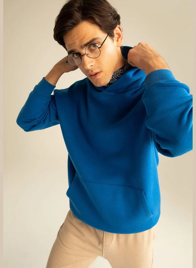 DeFacto Man Oversize Fit Hooded Long Sleeve Knitted Sweat Shirt
