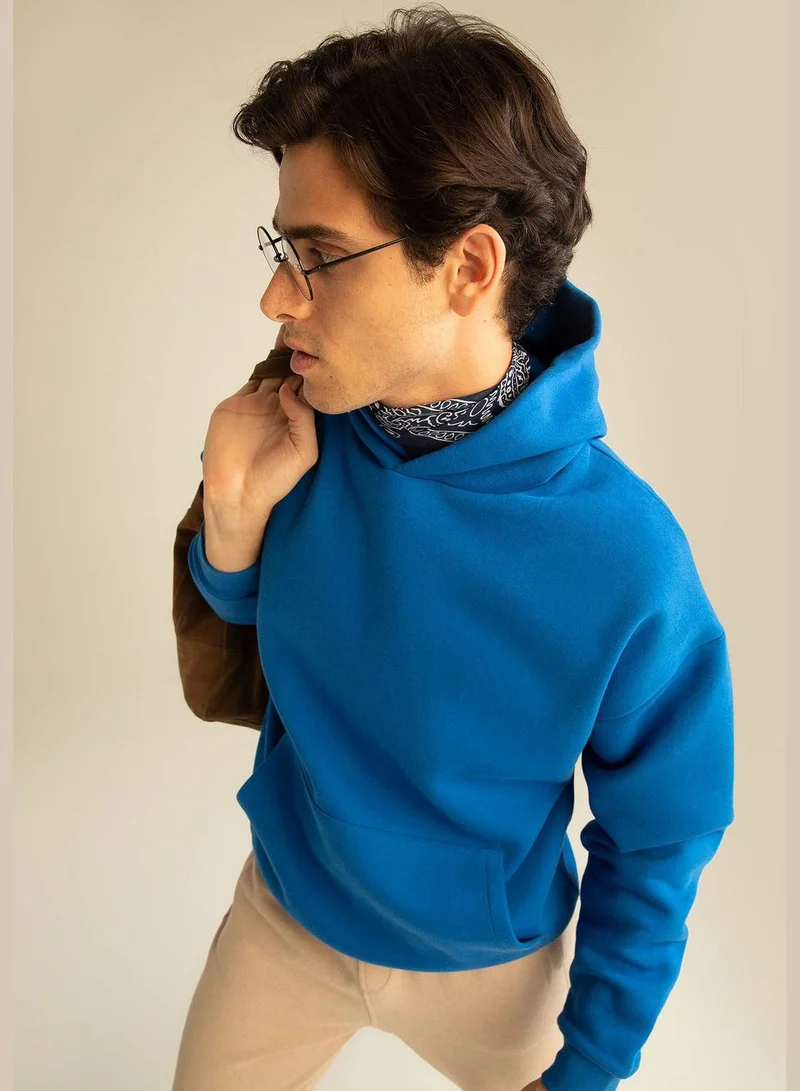 DeFacto Man Oversize Fit Hooded Long Sleeve Knitted Sweat Shirt