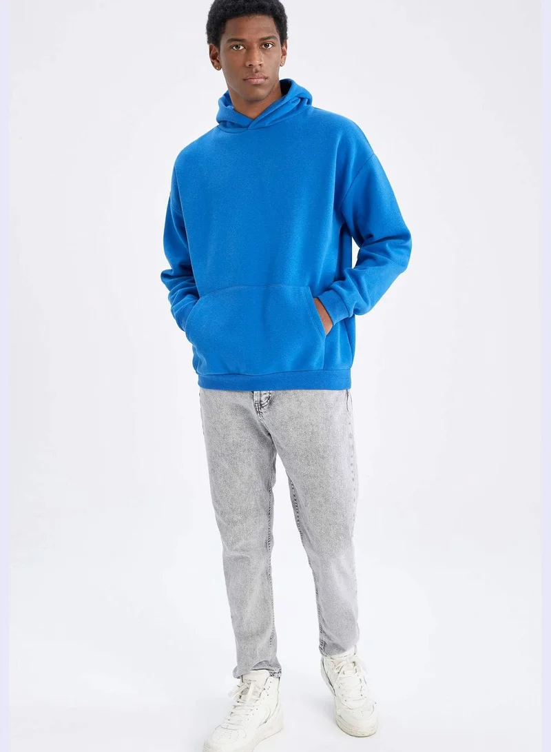 DeFacto Man Oversize Fit Hooded Long Sleeve Knitted Sweat Shirt