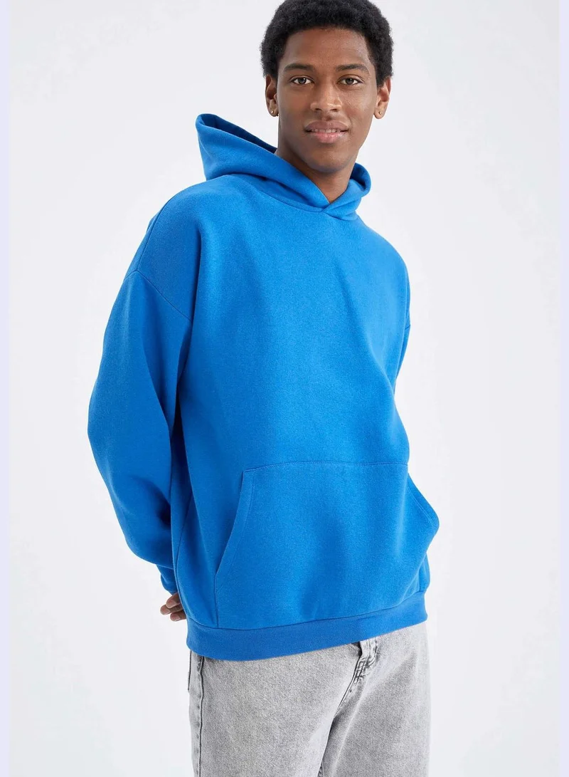 DeFacto Man Oversize Fit Hooded Long Sleeve Knitted Sweat Shirt