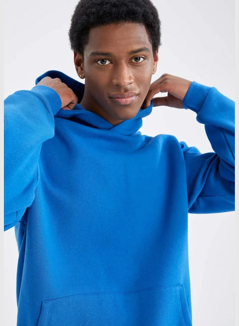 DeFacto Man Oversize Fit Hooded Long Sleeve Knitted Sweat Shirt