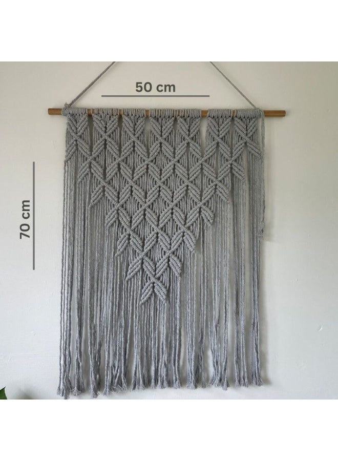Home Gallery Grey Macrame Wall Hanging Handmade  - Image 4