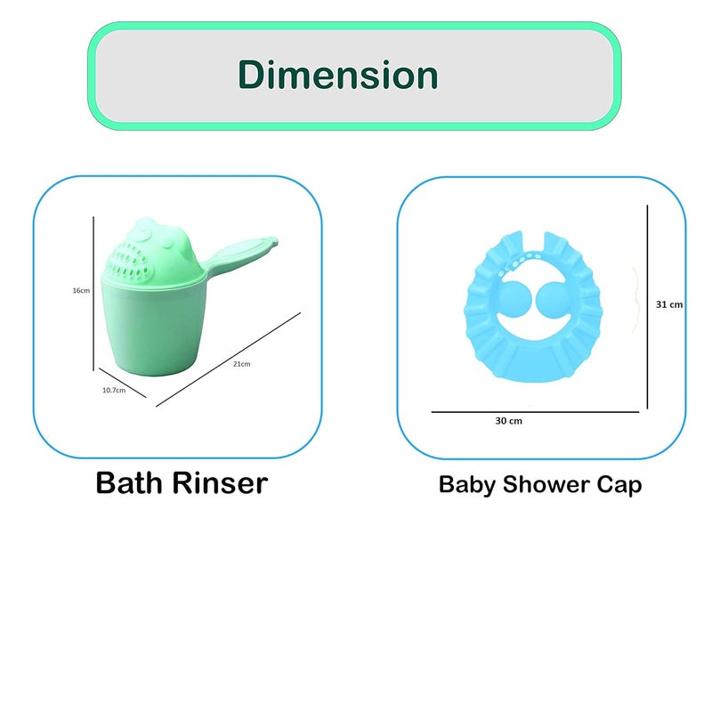 Syga SYGA 1 Piece Green Baby Rinser with 1 Piece Blue Baby Shampoo Shower Bath Cap - Image 2