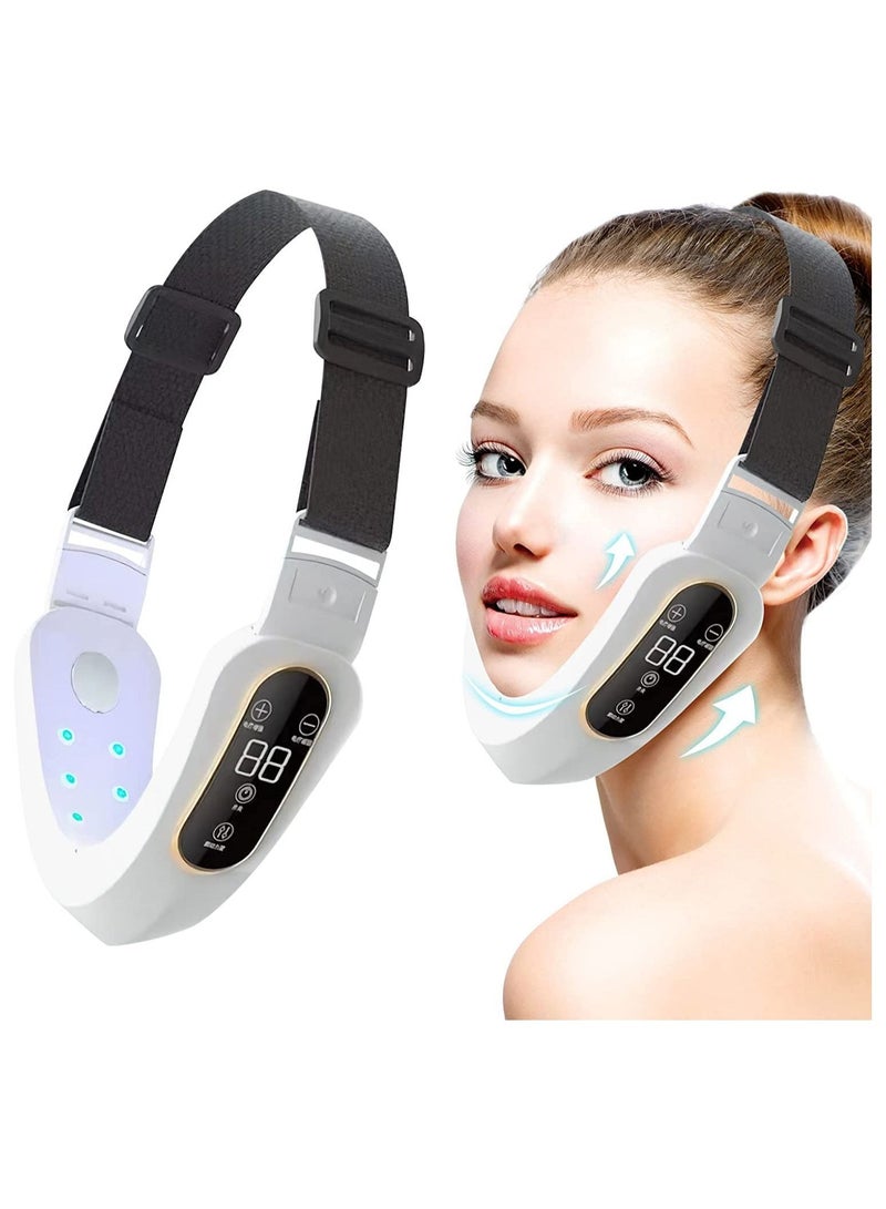 NIBEMINENT Double Chin Reducer Machine, Electric Face Lift Device Beauty Belt Removal Skin Lifting Instrument with Blue Light and Red - Image 1