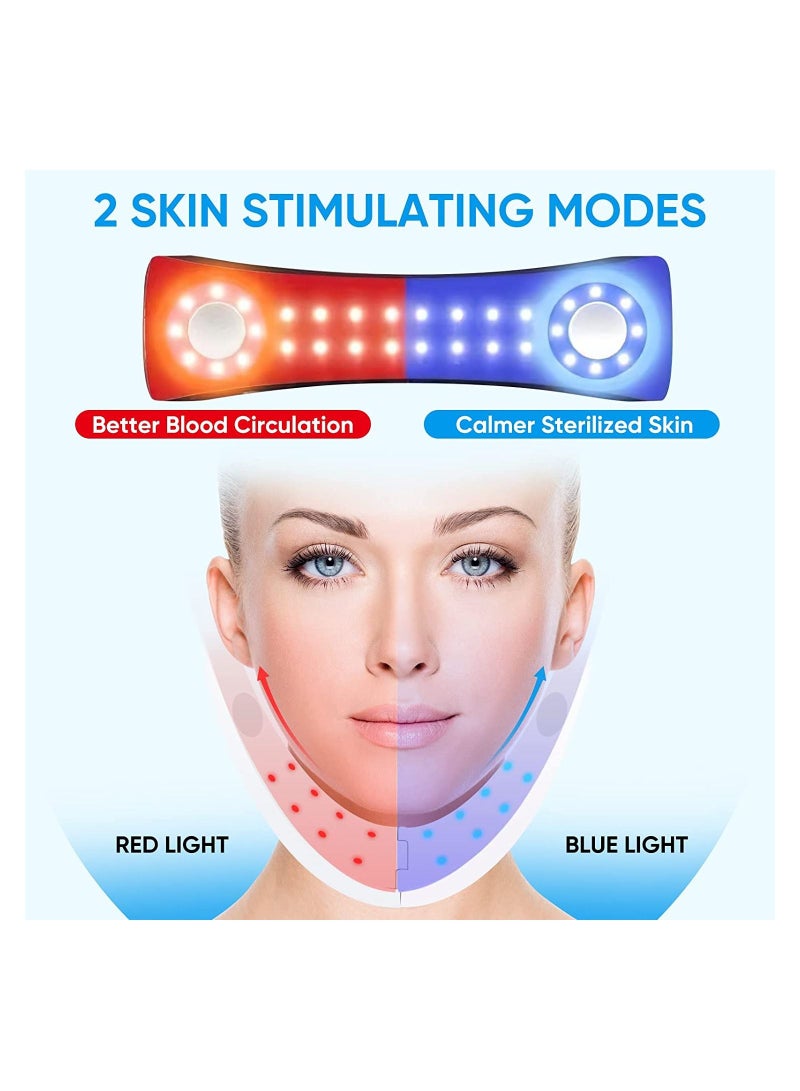 NIBEMINENT Double Chin Reducer Machine, Electric Face Lift Device Beauty Belt Removal Skin Lifting Instrument with Blue Light and Red - Image 3