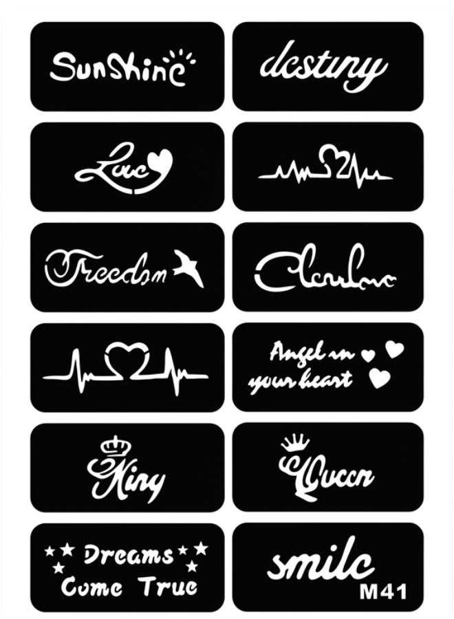 Temporary Tattoo Stencil Sheets Set – Adhesive Body Art Templates for Henna, Airbrush & Glitter Tattoos – Multi-Design Skin Safe Stencils for Festivals, Parties & Professional Body Art Use - Image 1