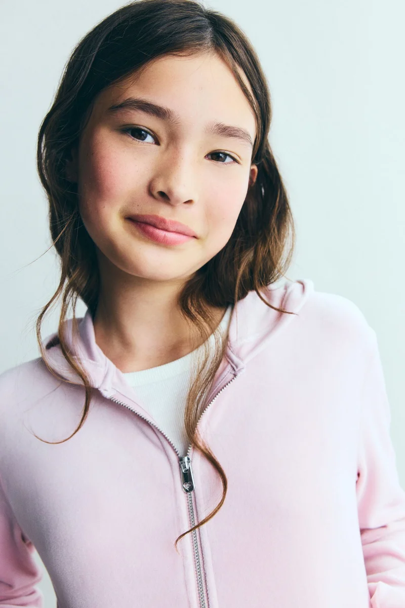 H&M Velour zip-through hoodie