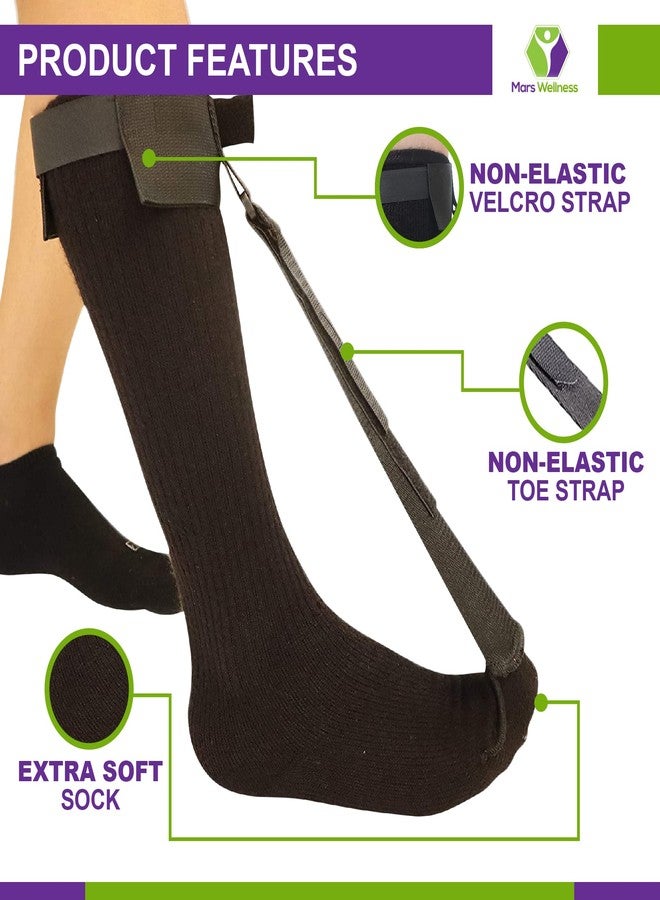 MARS WELLNESS Plantar Fasciitis Stretch Night Sock - For Pain Relief from Plantar Fasciitis and Achilles Tendonitis - Black - XL - Image 3