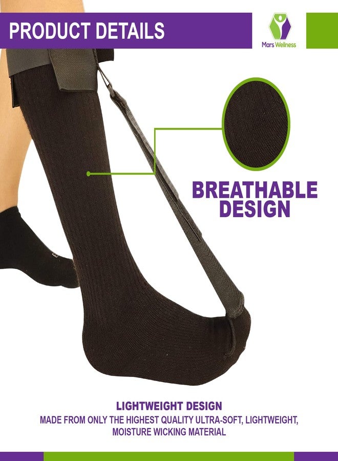 MARS WELLNESS Plantar Fasciitis Stretch Night Sock - For Pain Relief from Plantar Fasciitis and Achilles Tendonitis - Black - XL - Image 2