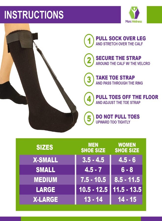 MARS WELLNESS Plantar Fasciitis Stretch Night Sock - For Pain Relief from Plantar Fasciitis and Achilles Tendonitis - Black - XL - Image 4