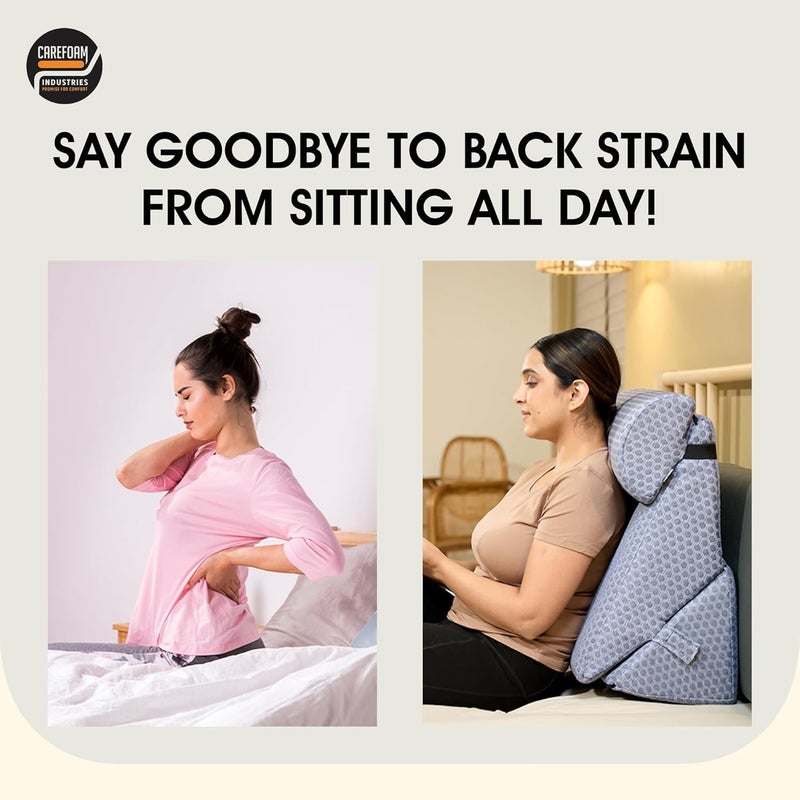 CareFoam وسادة CareFoam المائلة من الذاكرة لتخفيف آلام الرقبة والظهر رمادي جاكار قابلة للتعديل مع مسند رأس - Image 3