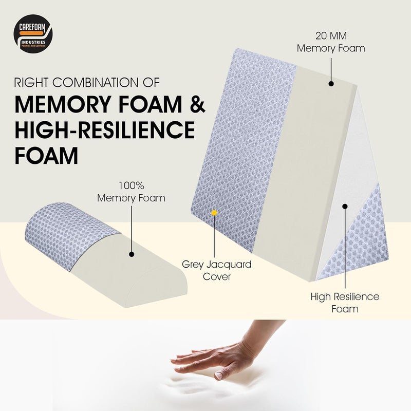CareFoam وسادة CareFoam المائلة من الذاكرة لتخفيف آلام الرقبة والظهر رمادي جاكار قابلة للتعديل مع مسند رأس - Image 5