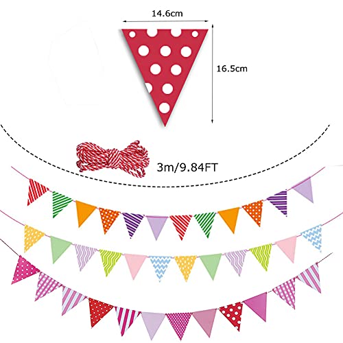 Festiko®Paper Pennant Party Banner,Triangle Flags Bunting, Triangle Garland for Wedding, Nursery Wall Decor, Thanksgiving Decorations(Stripe 3 Pack), Stripepack - Image 2