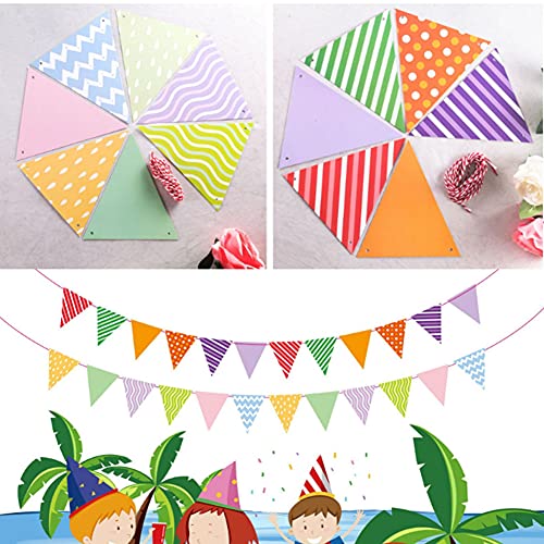 Festiko®Paper Pennant Party Banner,Triangle Flags Bunting, Triangle Garland for Wedding, Nursery Wall Decor, Thanksgiving Decorations(Stripe 3 Pack), Stripepack - Image 3