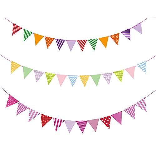 Festiko®Paper Pennant Party Banner,Triangle Flags Bunting, Triangle Garland for Wedding, Nursery Wall Decor, Thanksgiving Decorations(Stripe 3 Pack), Stripepack - Image 1